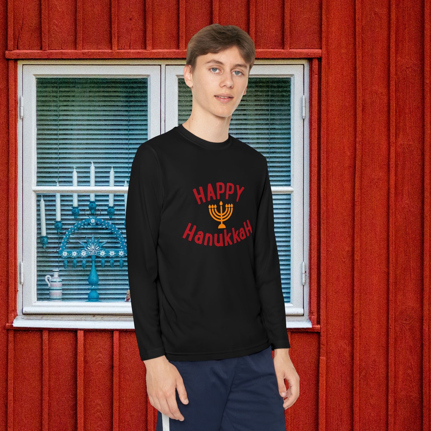 Happy Hanukkah Youth Long Sleeve Tee