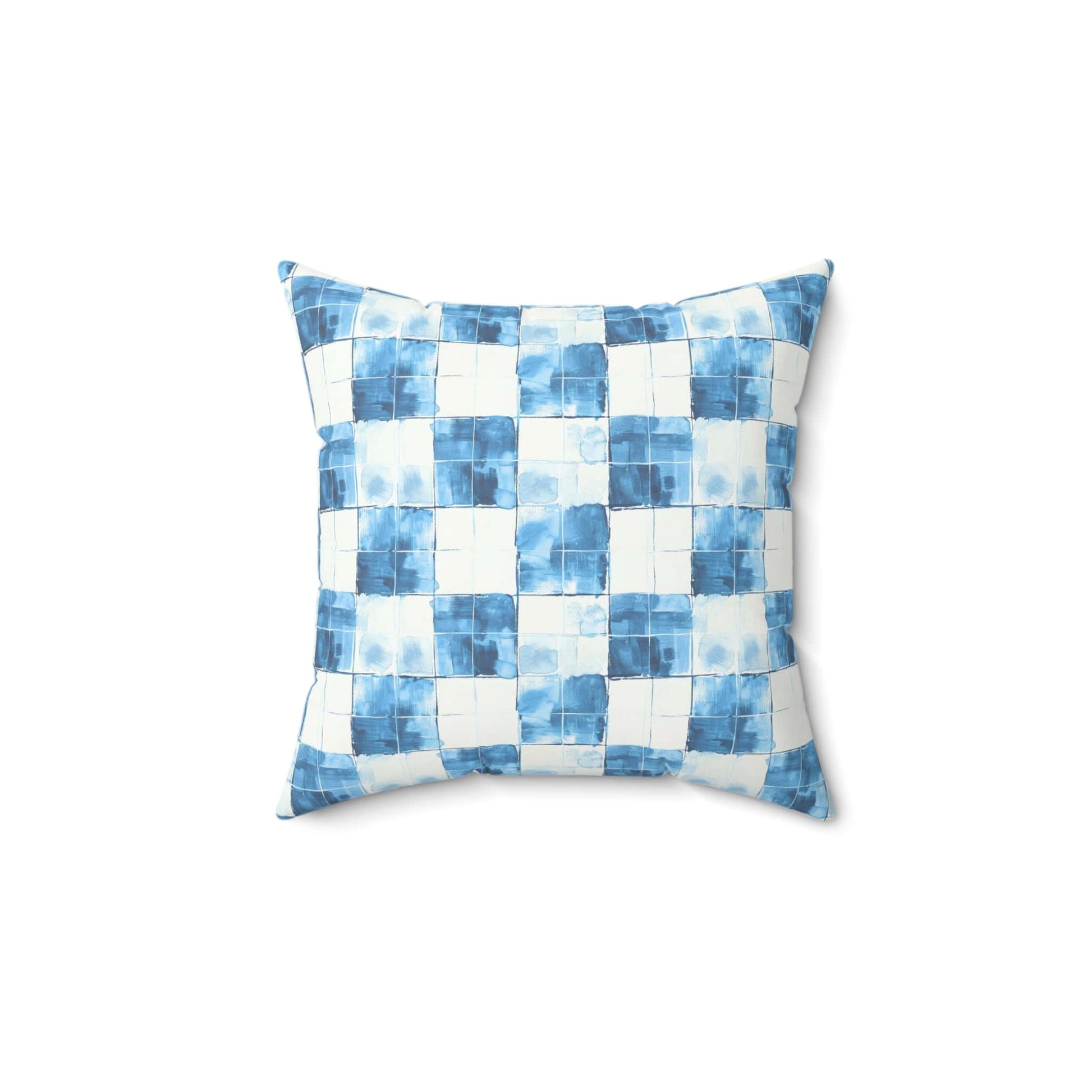 Cozy Blue Checkered Throw Pillow