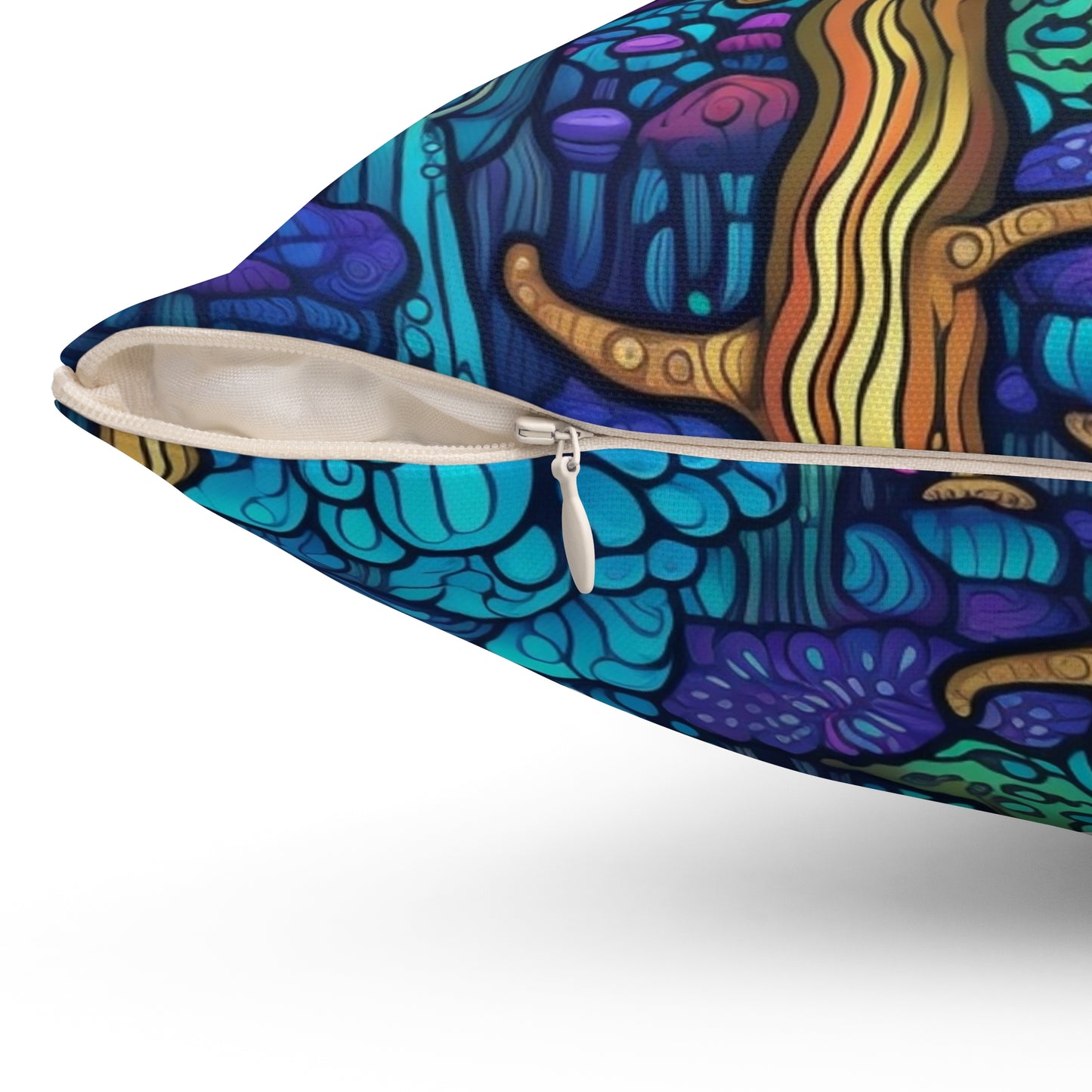 Trippy Purple Mushrooms Throw Pillow