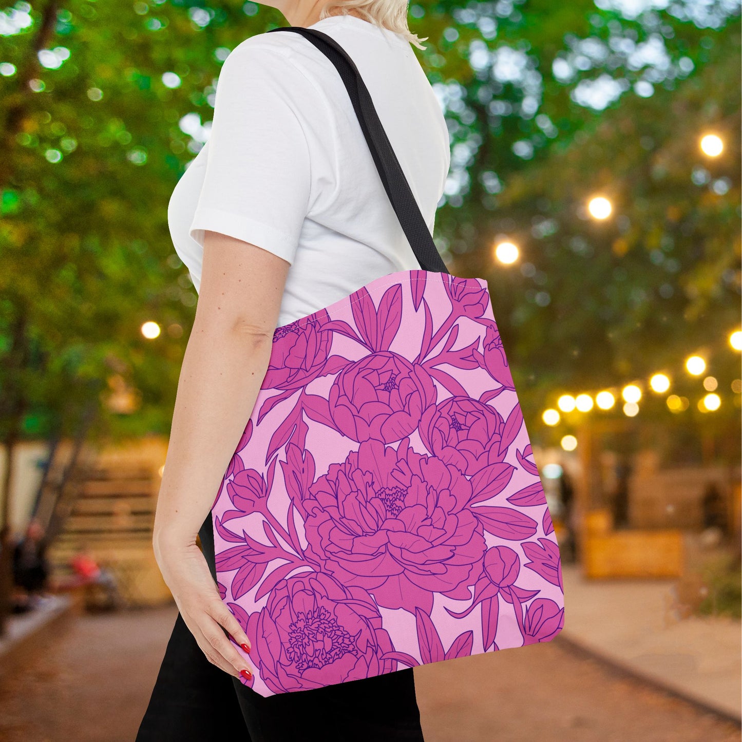 Blush Peony Garden Canvas Tote Bag