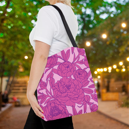 Blush Peony Garden Canvas Tote Bag