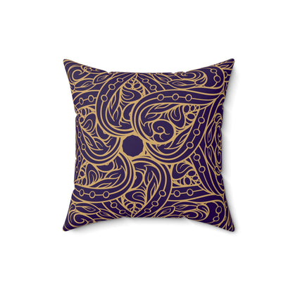 Oriental Purple/Gold Floral Throw Pillow