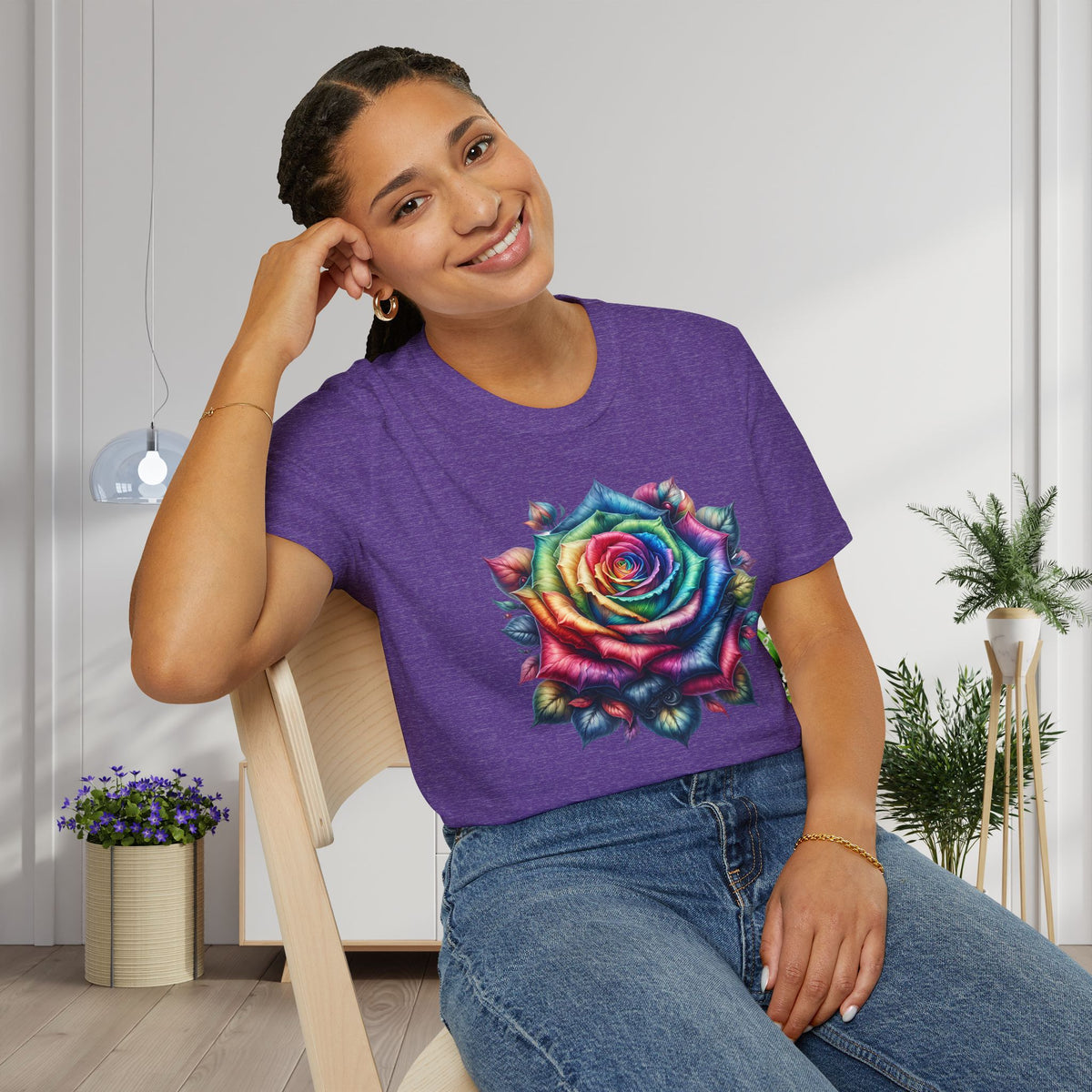 Colorful Rose Adult T-shirt