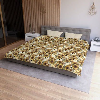 Honeycombs & Sunflowers Microfiber Duvet Cover