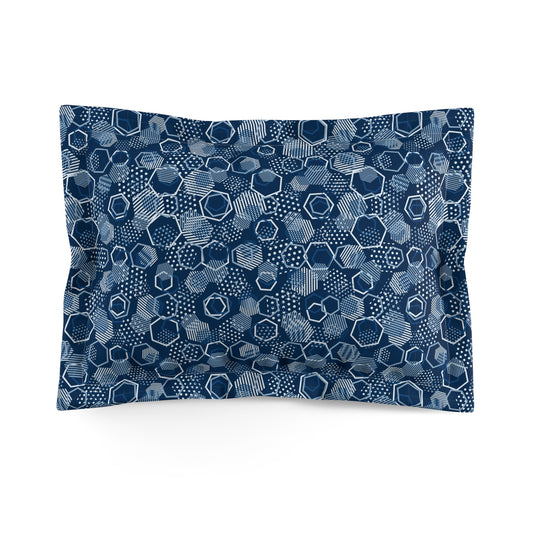 Blue Hexagons Microfiber Pillow Sham