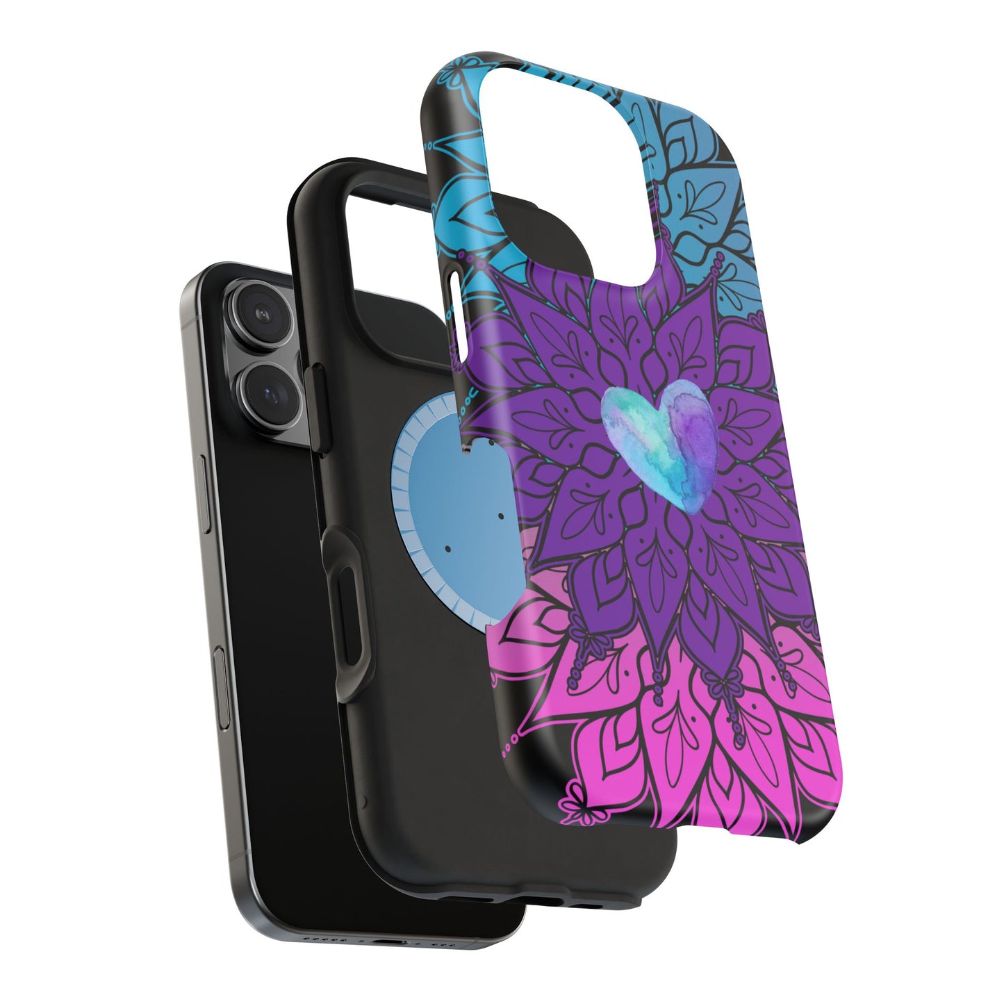 Colorful Mandala w/Heart MagSafe® Compatible Tough Case for iPhone
