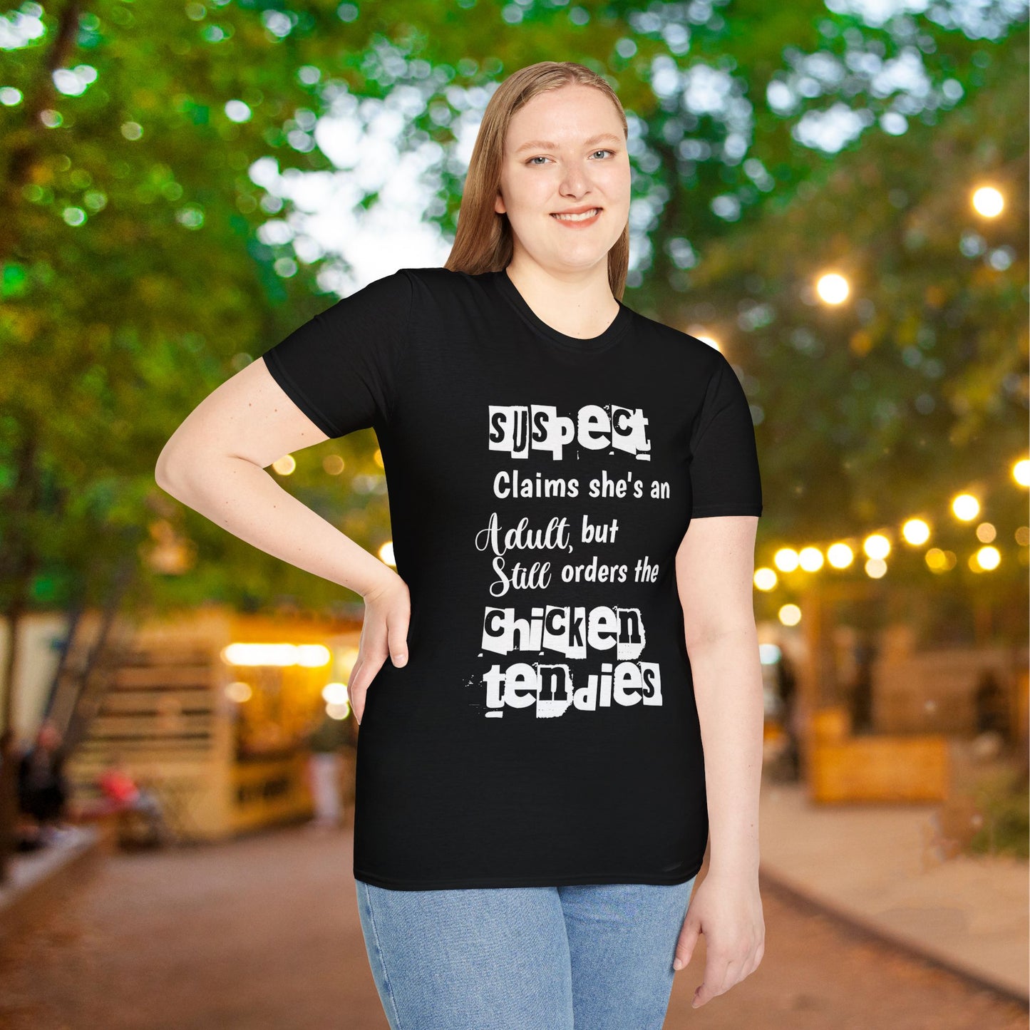 Suspect Claims She's An Adult But Still Orders The Chicken Tendies Adult T-shirt