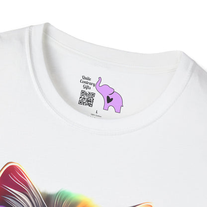 Cool Colorful Kitten in Flowers Adult T-shirt