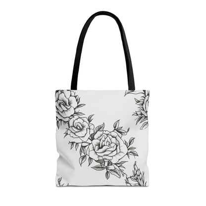 Midnight Rose Sketch Canvas Tote Bag
