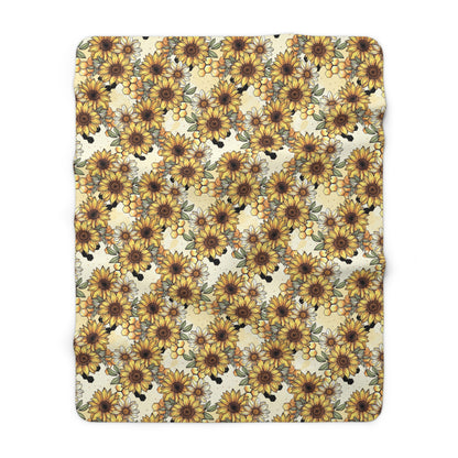 Honeycombs & Sunflowers Sherpa Fleece Blanket