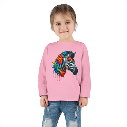 Colorful Zebra Toddler Long Sleeve Tee