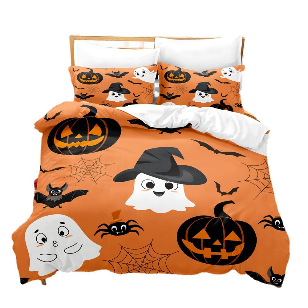Halloween Duvet Cover Bedding Set – Spooky Printed Quilt Cover with Sheet & Pillowcases