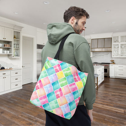 Watercolor Weave Canvas Tote Bag