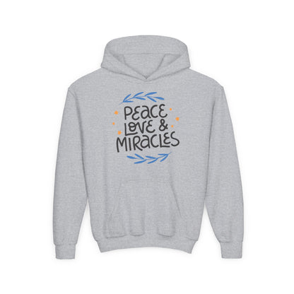 Hanukkah Peace Love & Miracles 2 Youth Hoodie