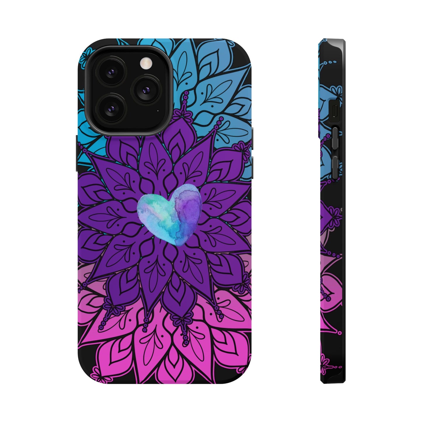 Colorful Mandala w/Heart MagSafe® Compatible Tough Case for iPhone