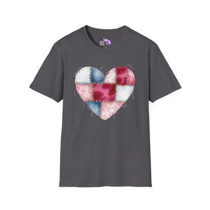 Patchwork Quilt Heart Adult T-shirt