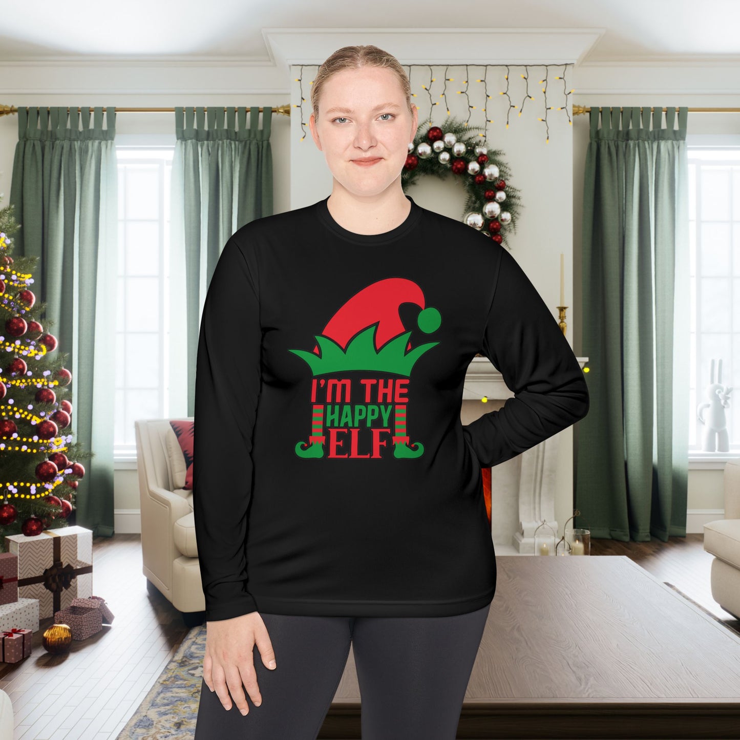 I'm The Happy Elf Adult Long Sleeve Tee