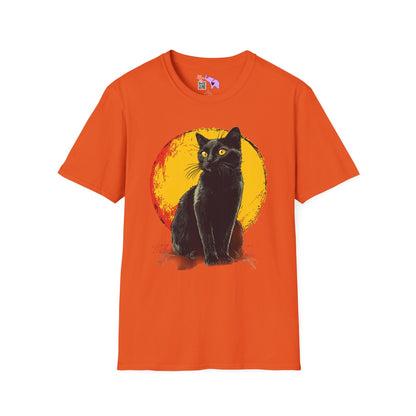 Black Cat Over Full Moon Adult T-shirt