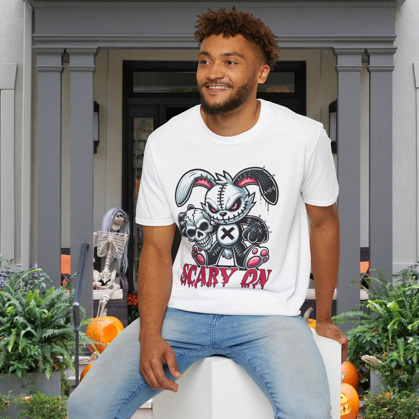 Scary On Voodoo Bunny Adult T-shirt