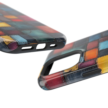 Coloerful Leather Patchwork MagSafe® Compatible Tough Case for iPhone