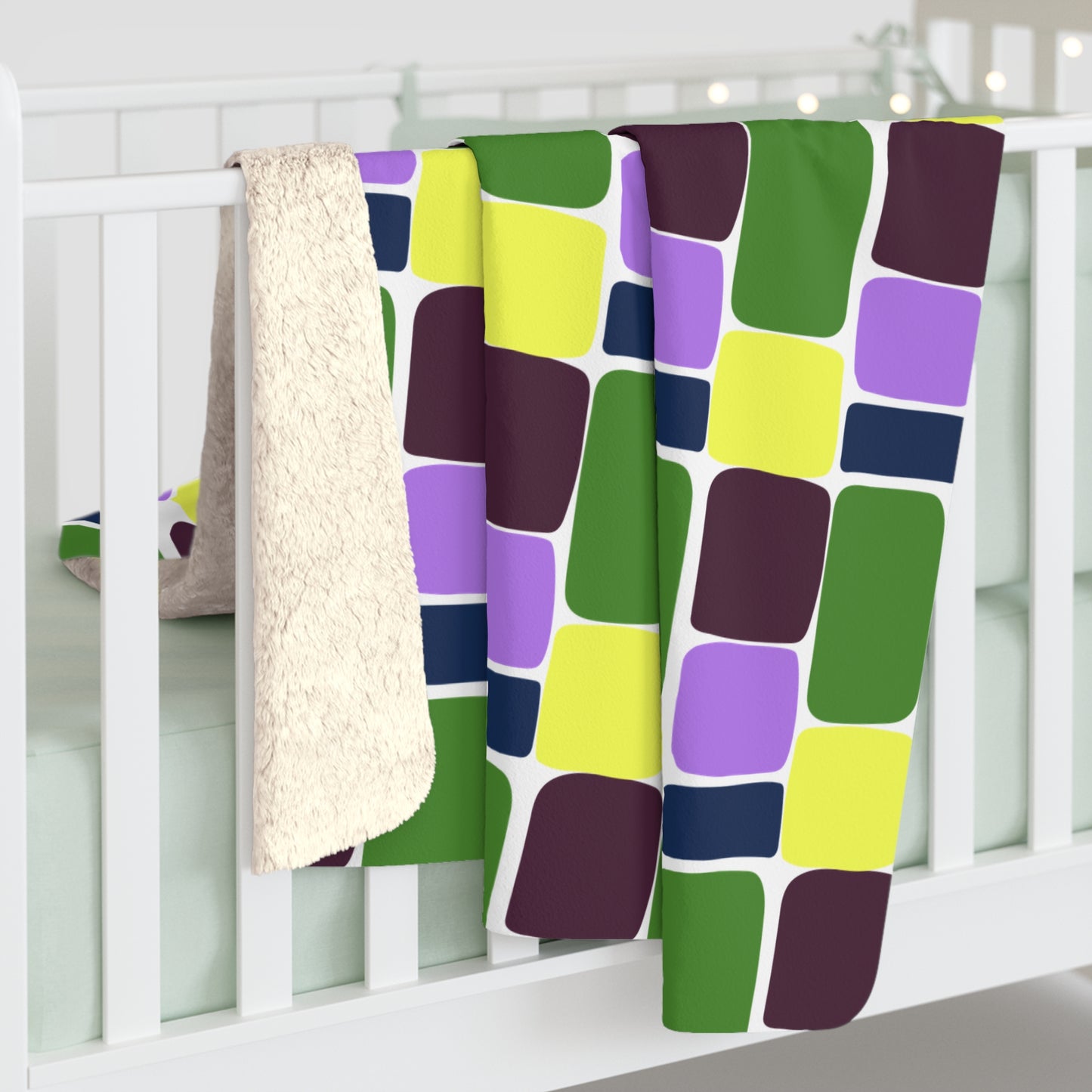 Chunky Colorful Blocks Sherpa Fleece Blanket