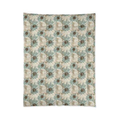 Rustic Teal Daisy Comforter