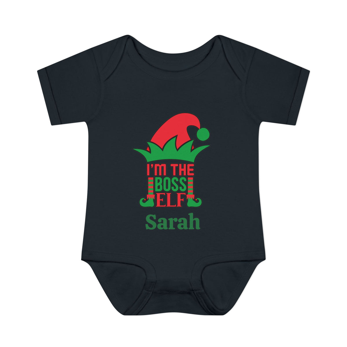 I'm The Boss Elf Personalized Infant Baby Rib Bodysuit