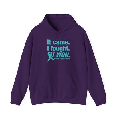 It Came I Fought I Won Cervical Cancer Awareness Adult Heavy Blend™ Hoodie
