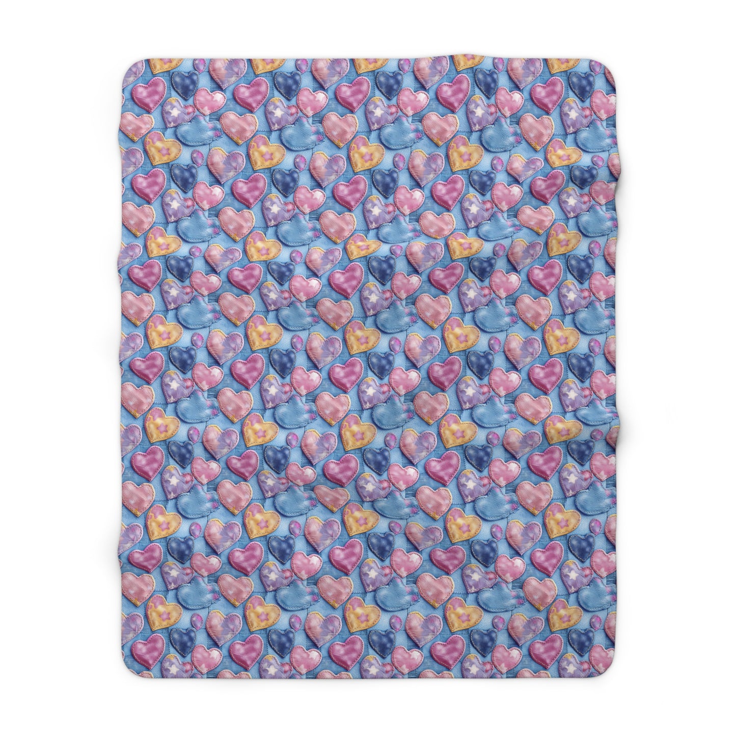 Color Pop Stitched Hearts Fleece Blanket