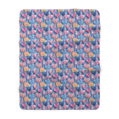 Color Pop Stitched Hearts Fleece Blanket