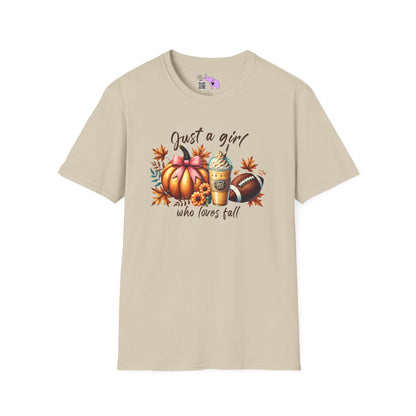 Just A Girl Who Loves Fall Pumpkin/Frappuccino/Football Adult T-shirt