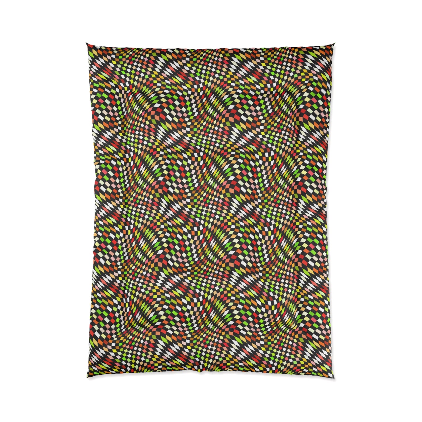 Warped Yellow/Green Checkered Comforter