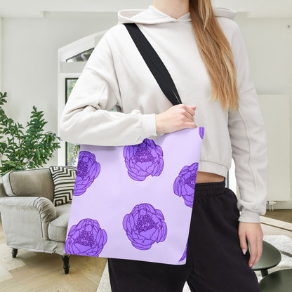 Lilac Mist Peonies Canvas Tote Bag
