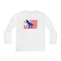 Distressed Patriotic T-Rex Youth Long Sleeve Tee