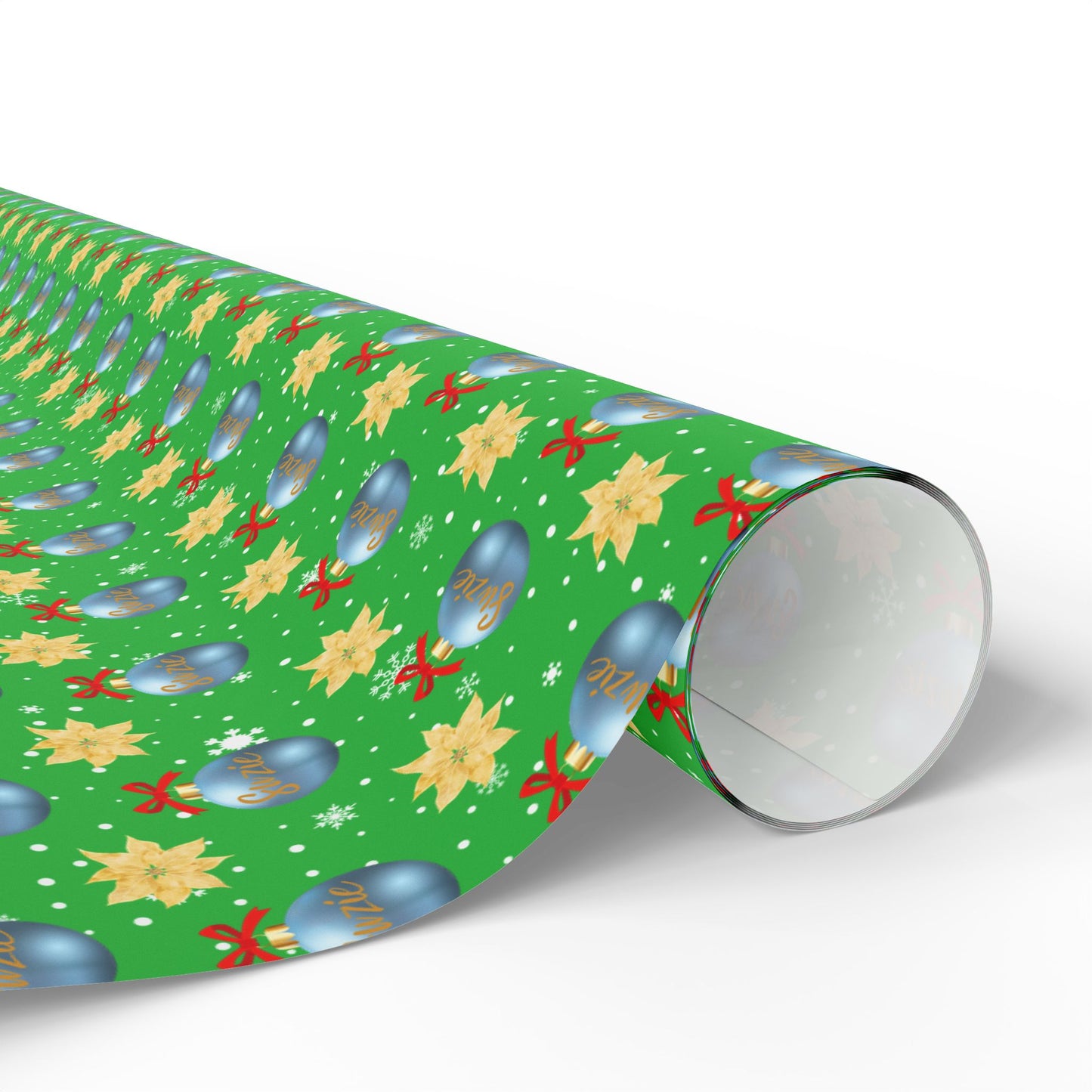 Blue Ornament Green Paper Custom Wrapping Paper (Suzie)