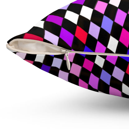 Warped Purple Checkered Throw Pillow