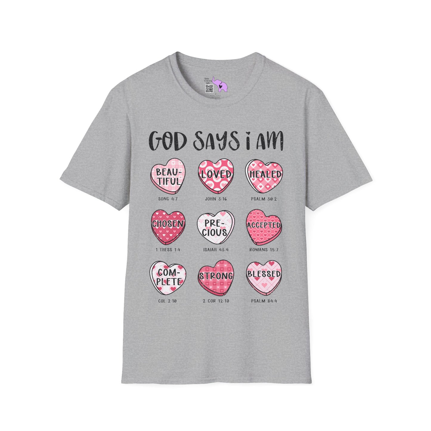 God Says I Am... (Conversation Hearts) Adult T-shirt