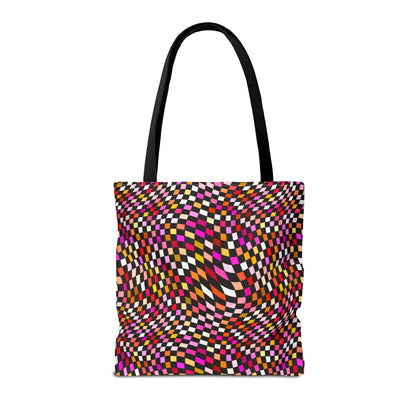Warped Red Checkered Canvas Tote Bag