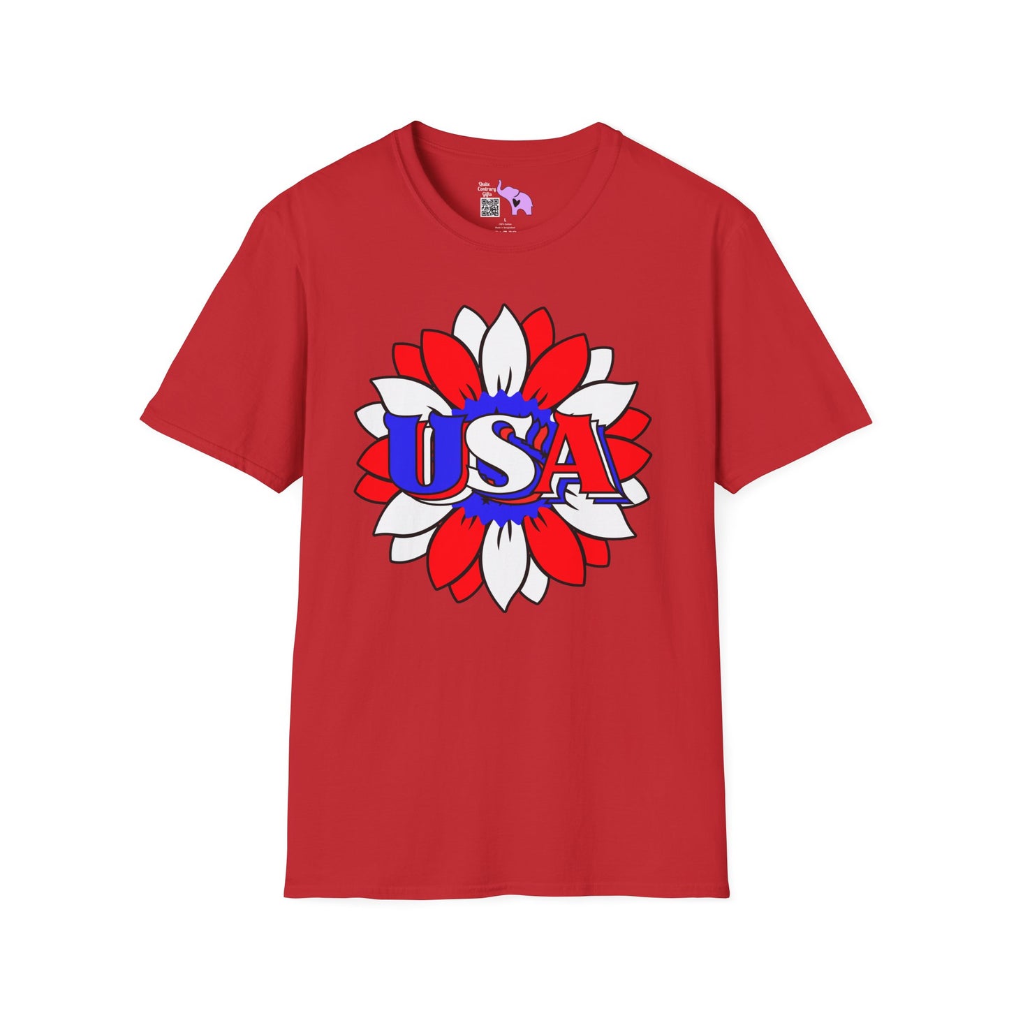 USA Red, White, and Blue Sunflower 2 Adult T-shirt