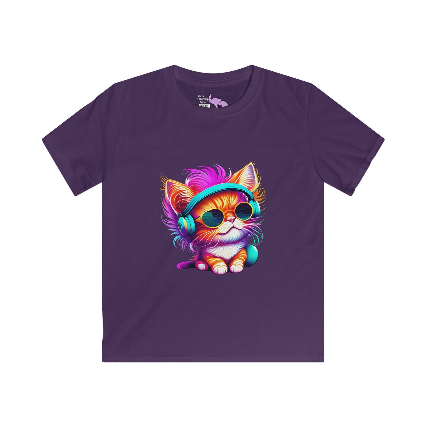 Cool Kitten w/Headphones Youth Softstyle Tee
