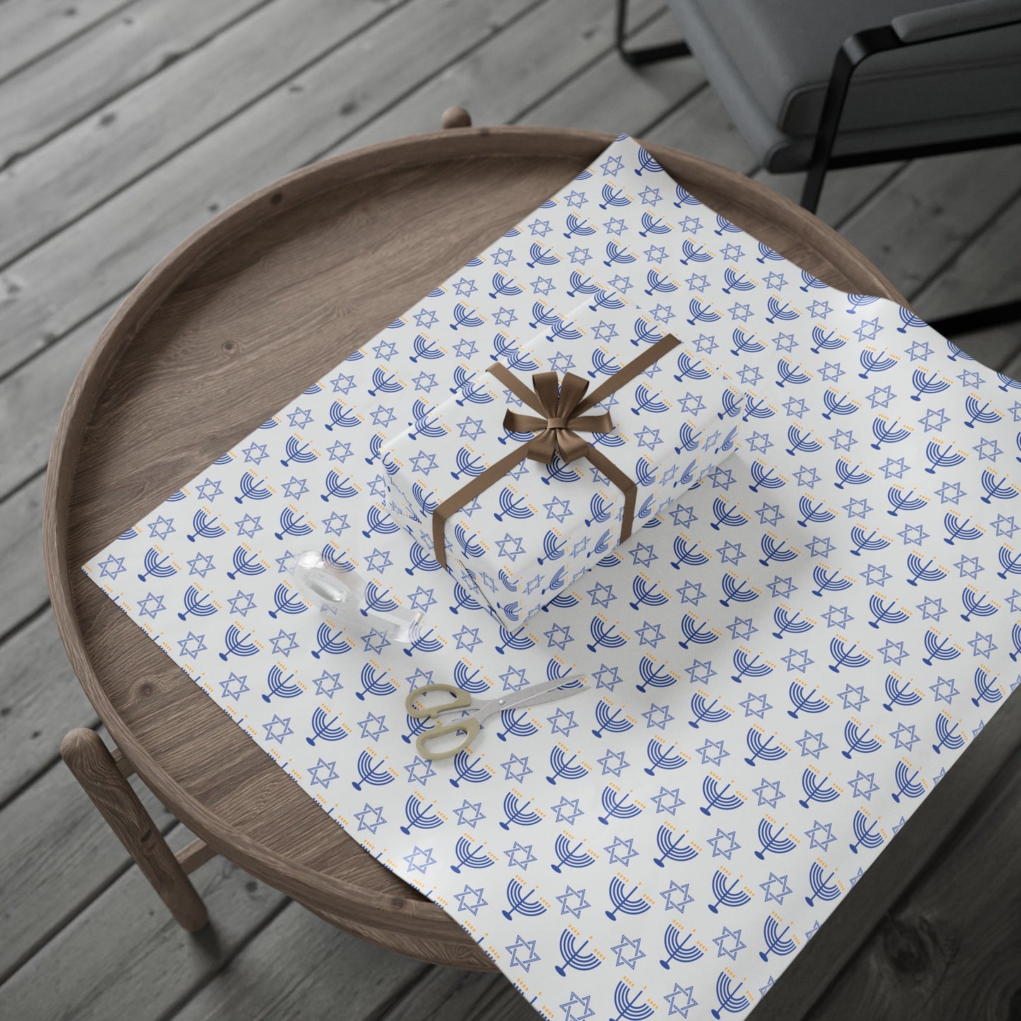 Menorah/Star of David Hanukkah Wrapping Paper
