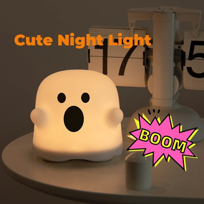 Cute Boo Ghost Silicone Bedside Night Light LED Touch Lamp