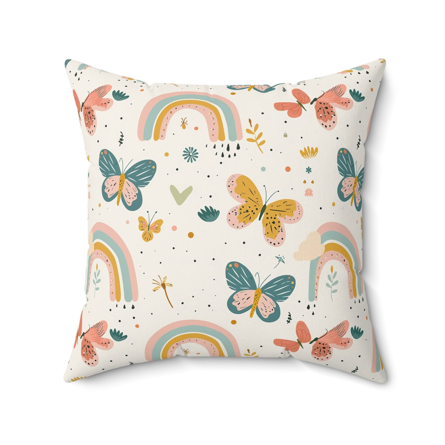 Whispering Wings & Rainbows Throw Pillow