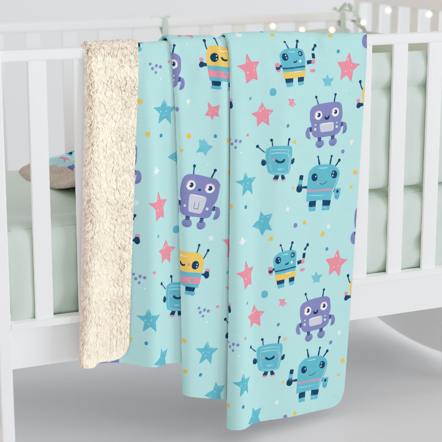 Robo Galaxy Giggles Sherpa Fleece Blanket