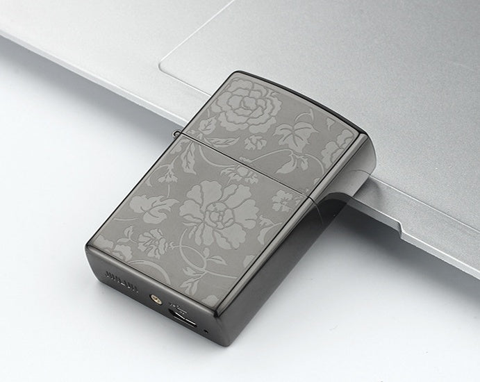 Etched Metallic USB Rechargeable Lighter