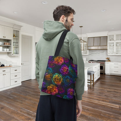 Neon Whisper Blooms Canvas Tote Bag