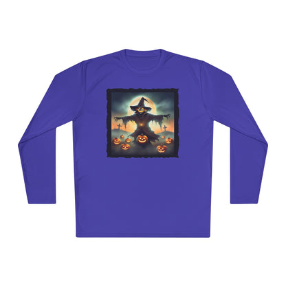 Halloween Scarecrow w/Pumpkins 2 Adult Long Sleeve Tee