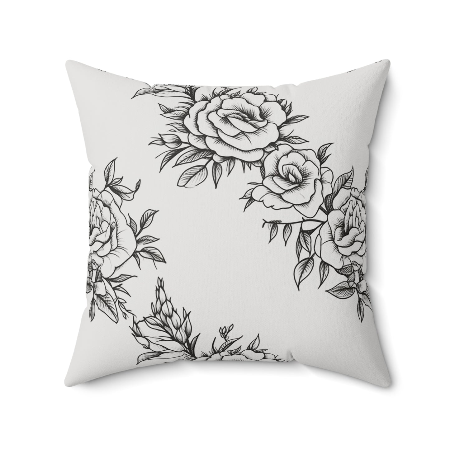 Midnight Rose Sketch Throw Pillow