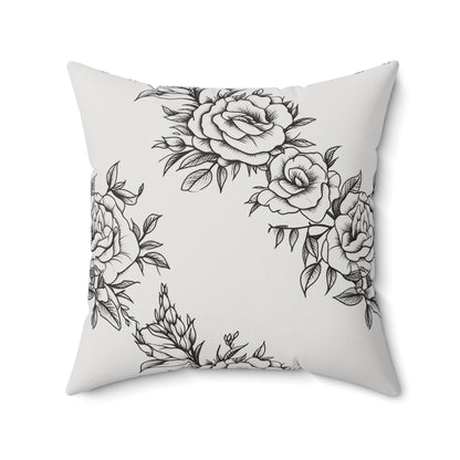 Midnight Rose Sketch Throw Pillow