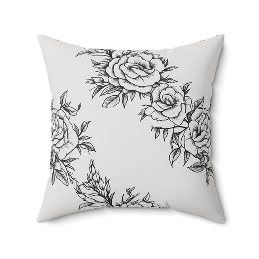 Midnight Rose Sketch Throw Pillow